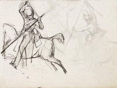 Estudios para la figura del Sargento Ewart, Scots Greys, para la pintura que muestra su captura del Águila Francesa en la Batalla de Waterloo, 1815, c.1817 de Denis Dighton